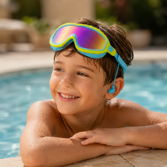 AquaClip Kids — kinderduikbril met clip-sluiting en bevestigde oordopjes