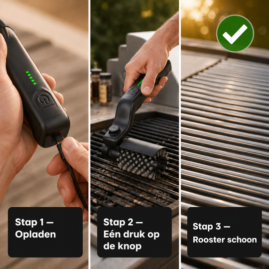 GrillMaster Pro Verstelbare BBQ-reinigingsborstel met roterend kopstuk