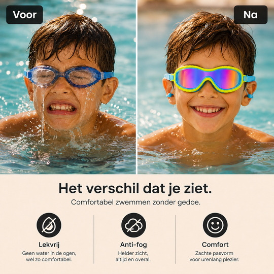 AquaClip Kids — kinderduikbril met clip-sluiting en bevestigde oordopjes