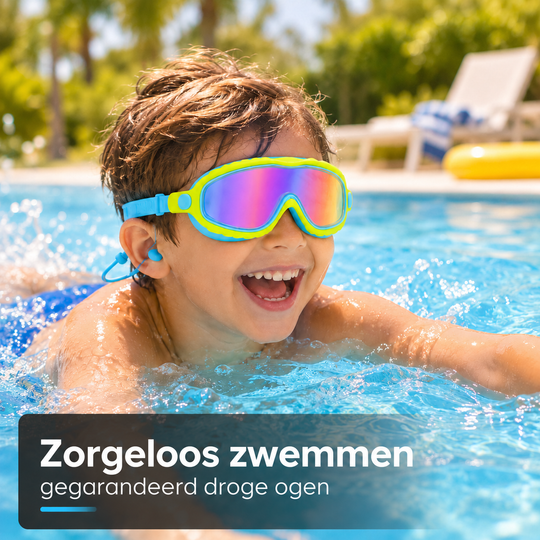 AquaClip Kids — kinderduikbril met clip-sluiting en bevestigde oordopjes
