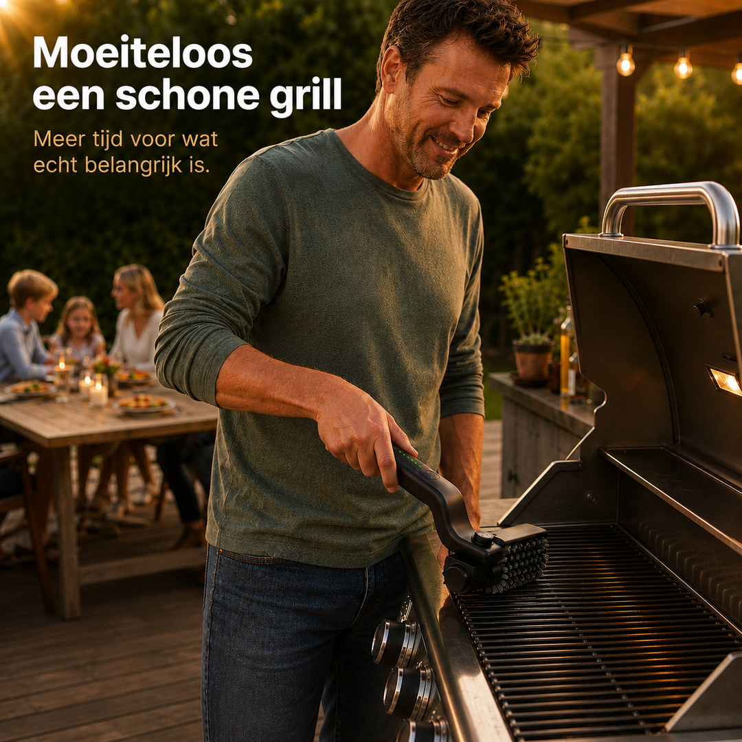 GrillMaster Pro Verstelbare BBQ-reinigingsborstel met roterend kopstuk