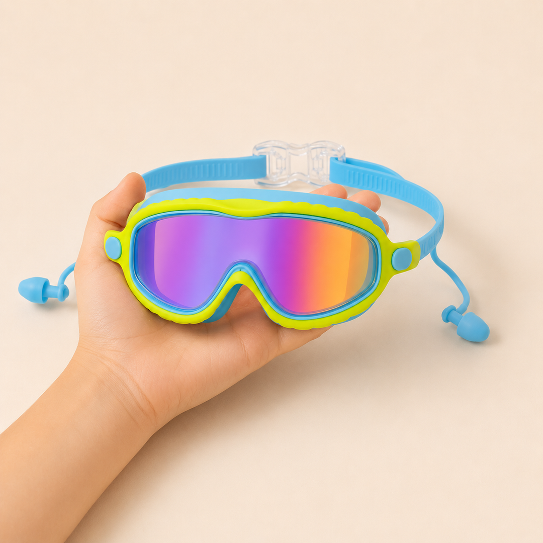 AquaClip Kids — kinderduikbril met clip-sluiting en bevestigde oordopjes