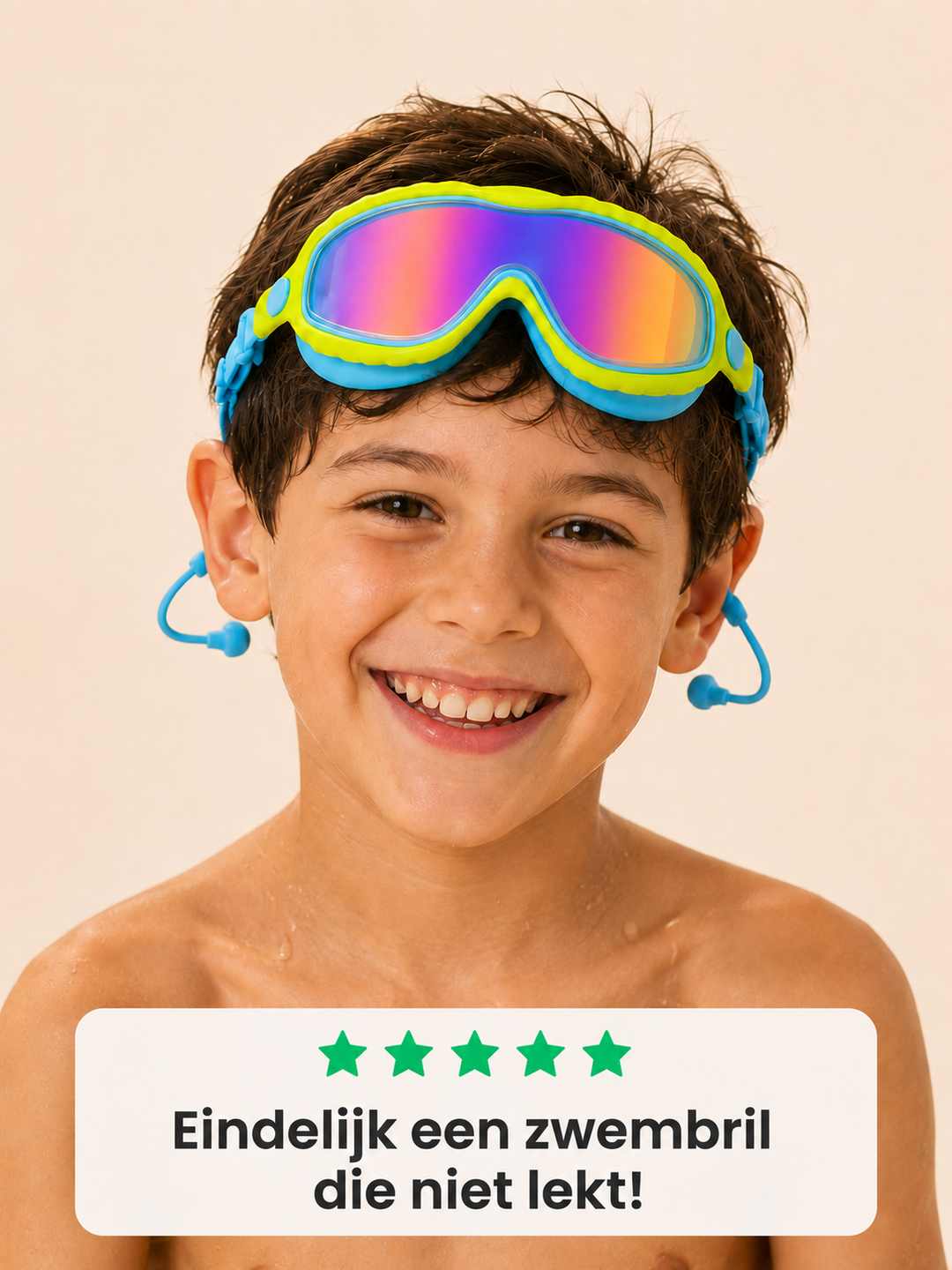 AquaClip Kids — kinderduikbril met clip-sluiting en bevestigde oordopjes