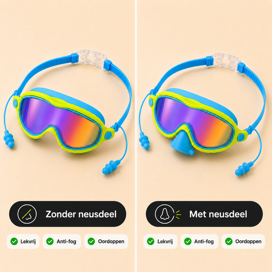 AquaClip Kids — kinderduikbril met clip-sluiting en bevestigde oordopjes