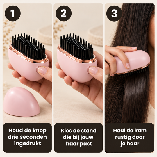 Eluné Pro - Draadloze Elektrische Stijlkam voor Glad en Pluisvrij Haar