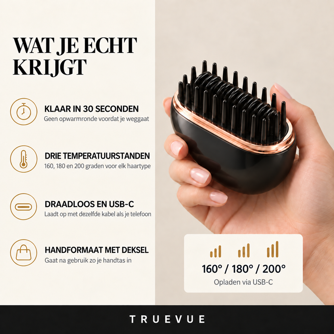 Eluné Pro - Draadloze Elektrische Stijlkam voor Glad en Pluisvrij Haar