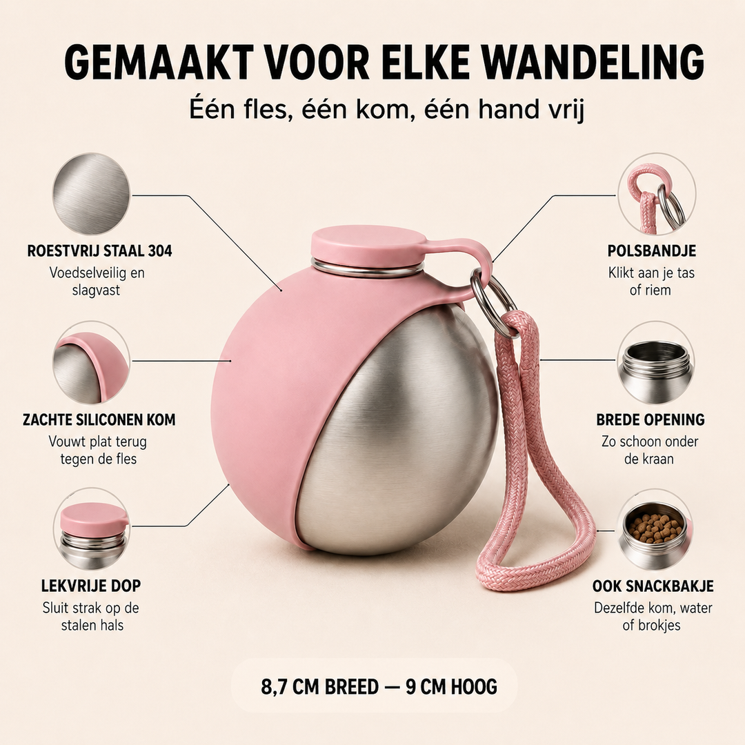 PawPebble™ - 2-in-1 draagbare hondenwaterfles