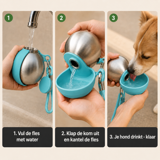 PawPebble™ - 2-in-1 draagbare hondenwaterfles